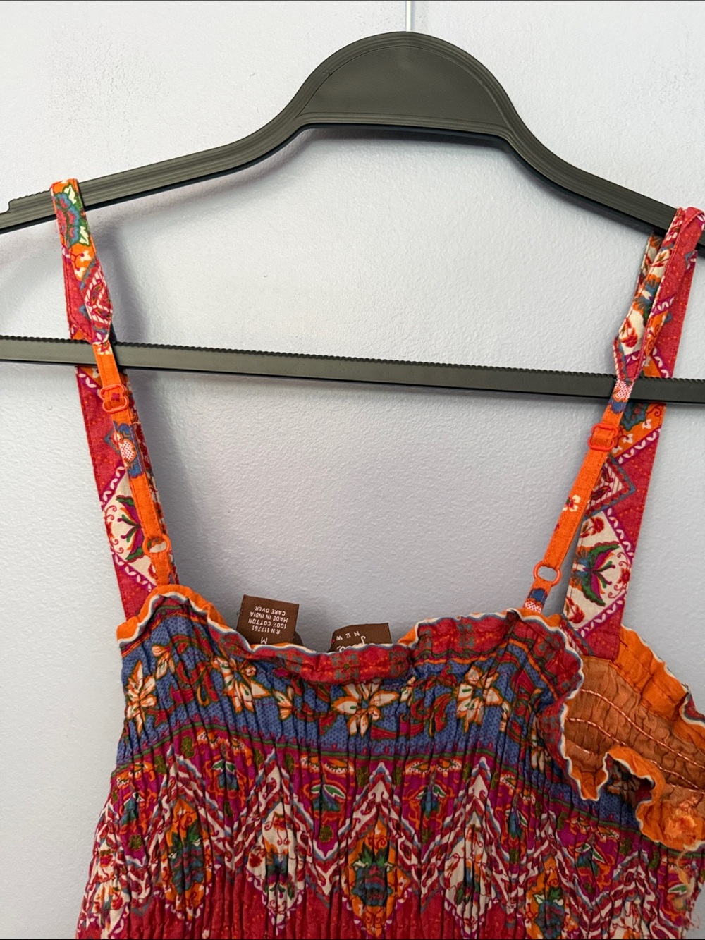Speed Control New York Boho Floral Smocked Maxi Dress Orange M - Picture 8 of 12